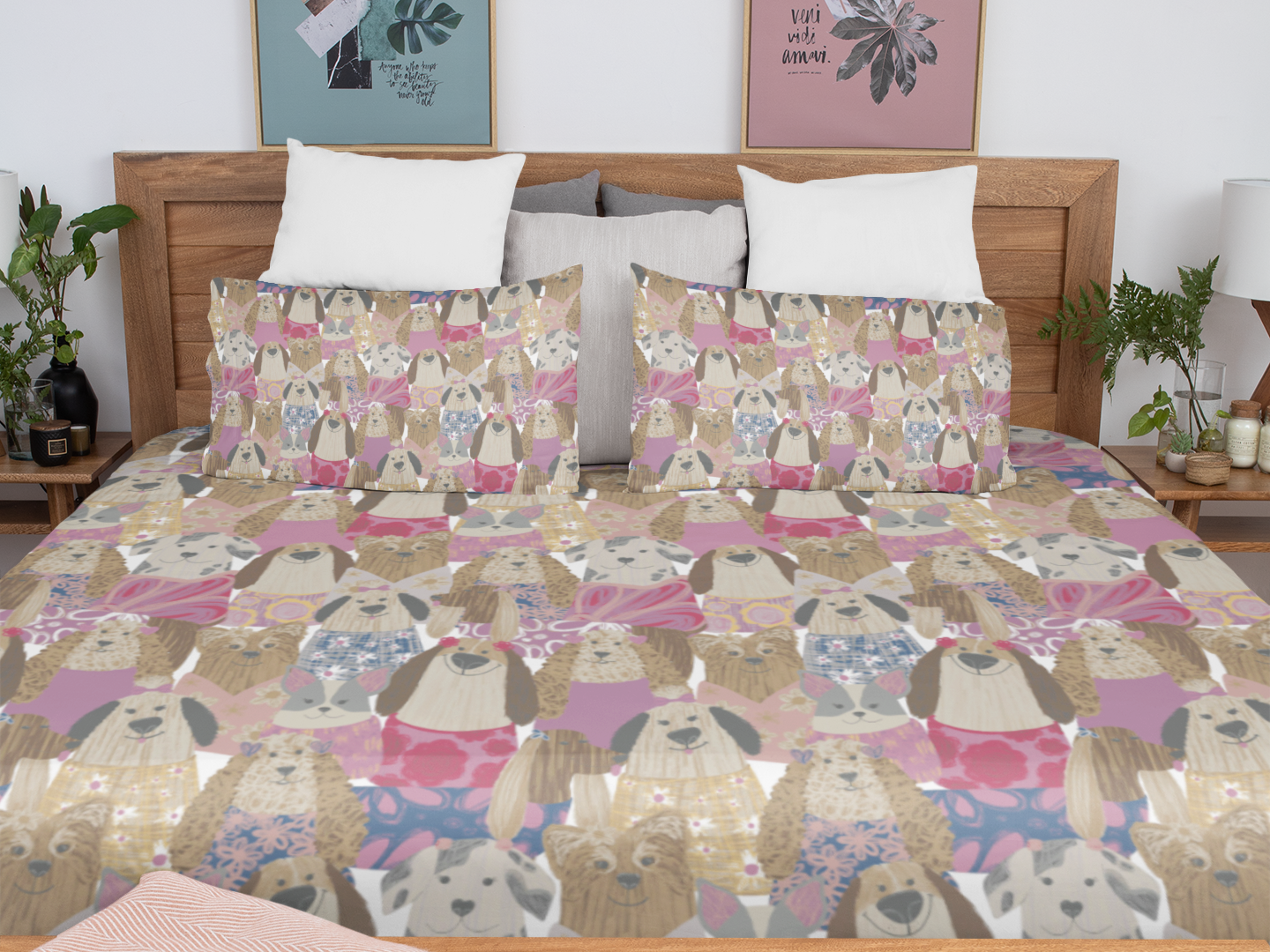 PawPal Pals Cotton Bedsheet Set – Adorable Dog Print