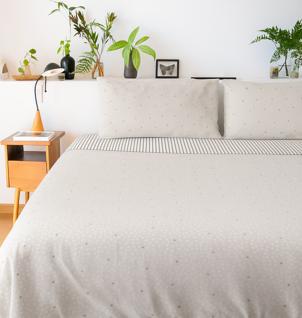 Luna Dot Grey Bedsheet Set