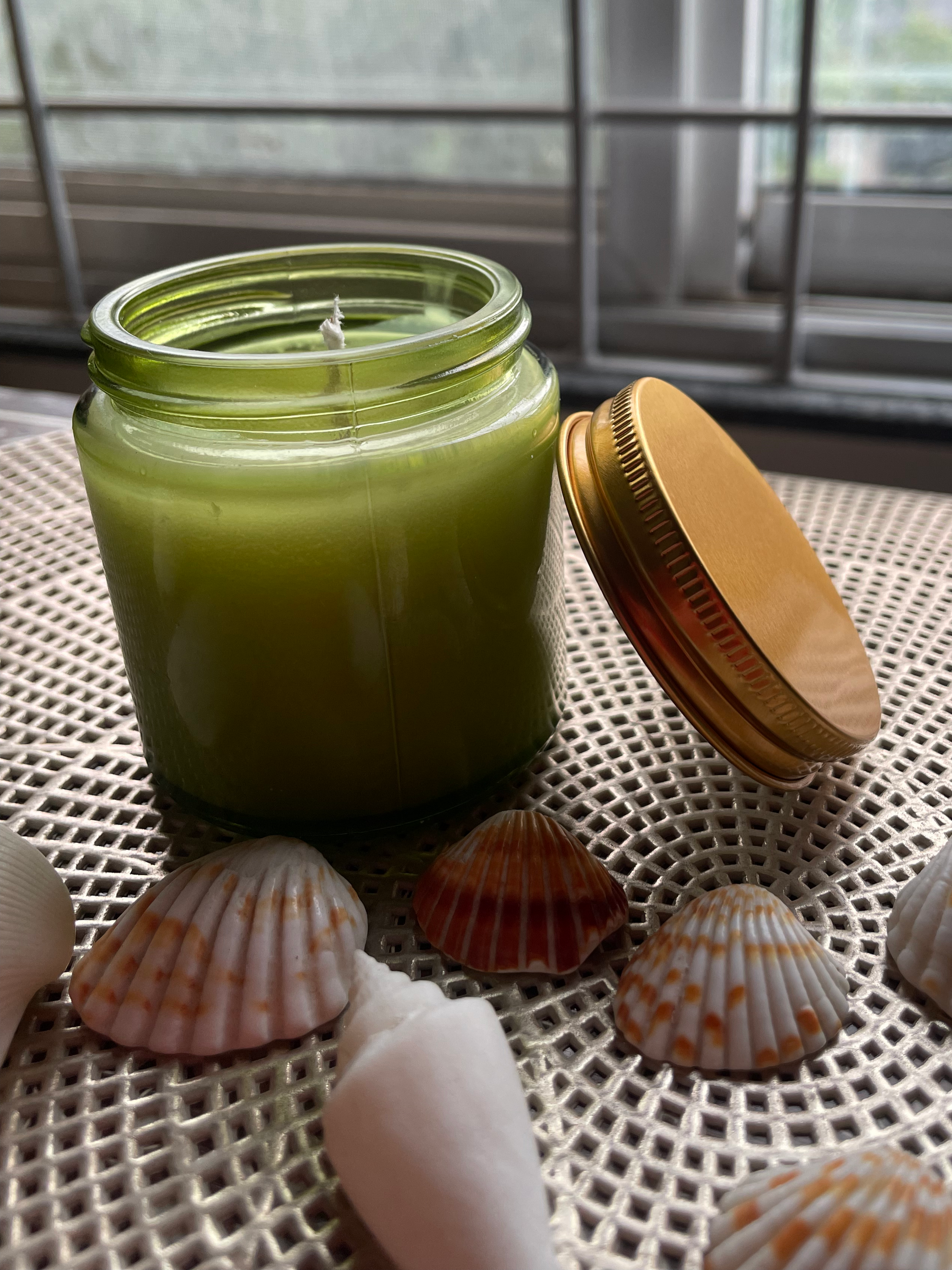 French Lavender Scented Candle in Frosted Amber Jar