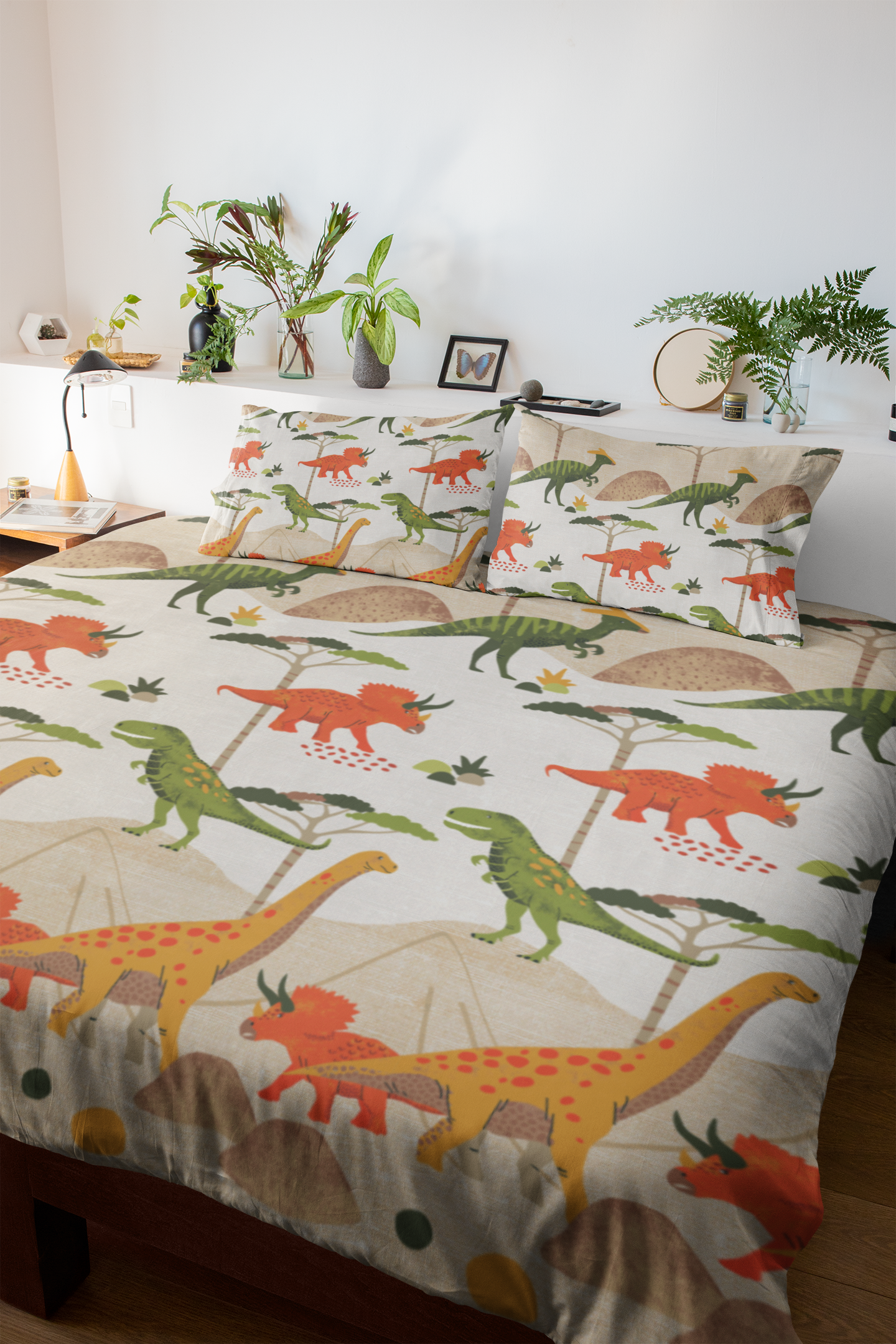 Colorful Cartoon Dinosaur Bedsheet Set