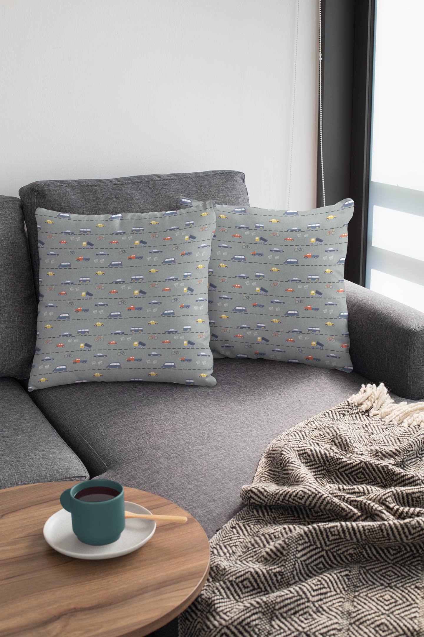Traffic Jam Themed Cushion Set
