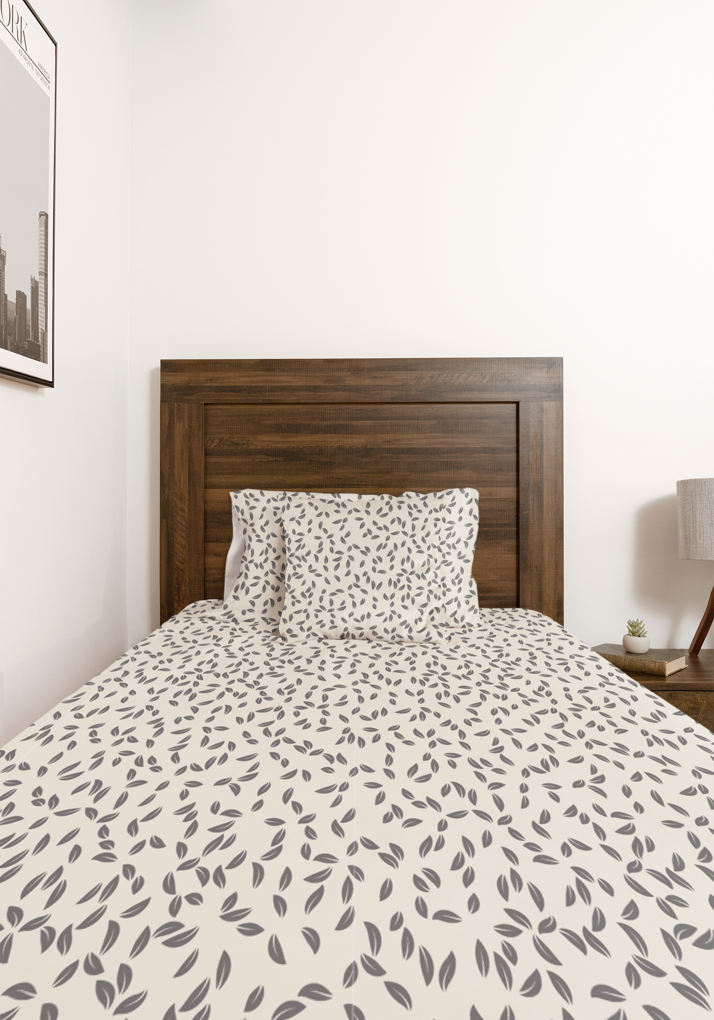 Elegant Leaf Pattern Single Bedsheet Set