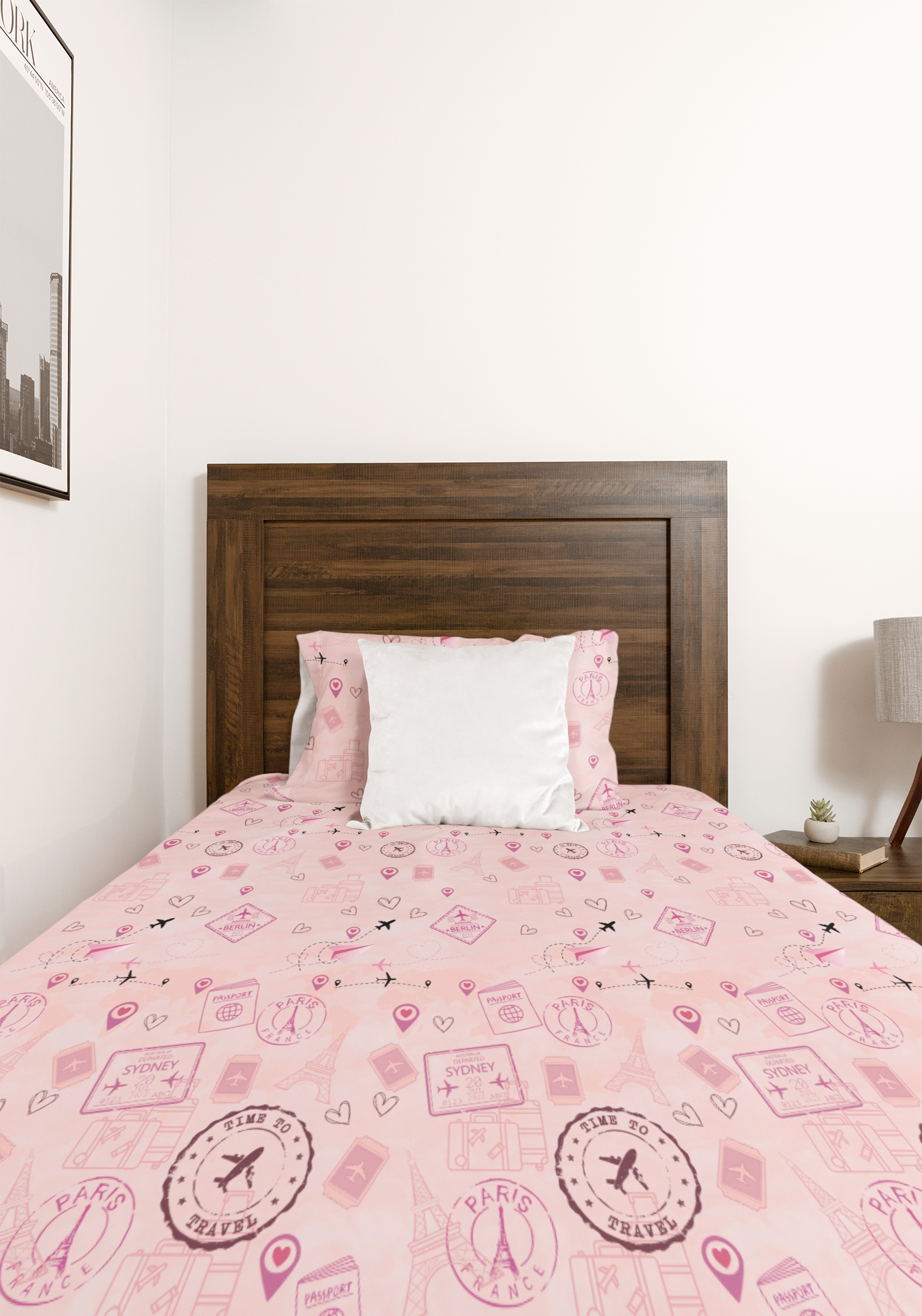 Travel Dreams Pink Bedsheet Set