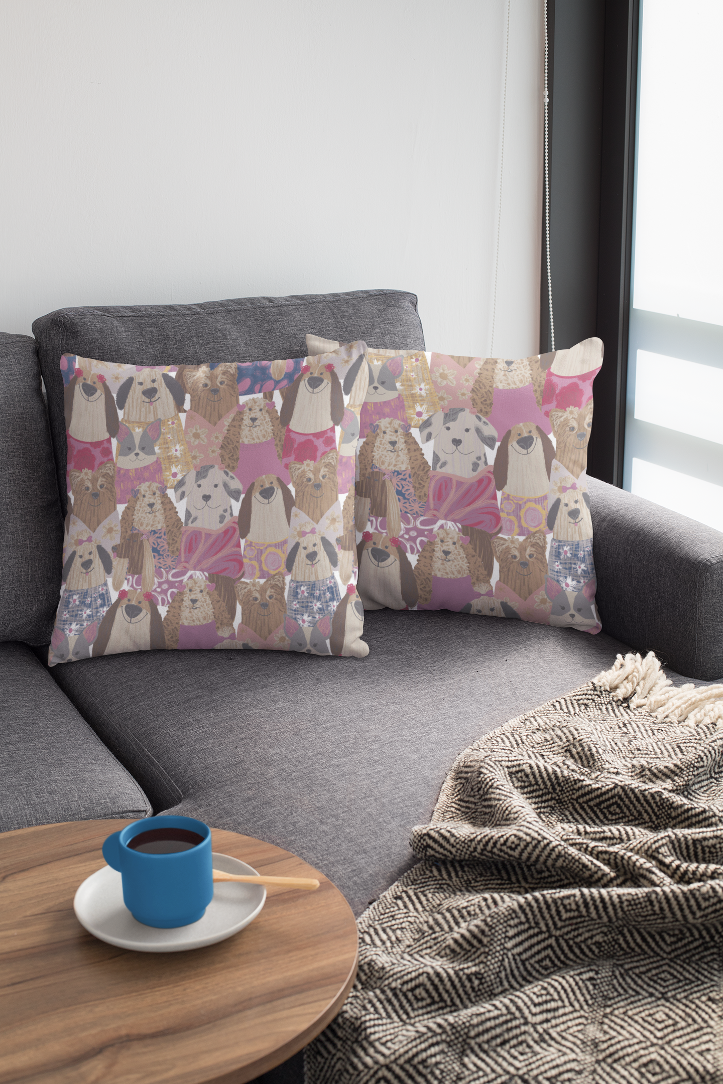 Whimsical Dogs Decorative Cushion Set