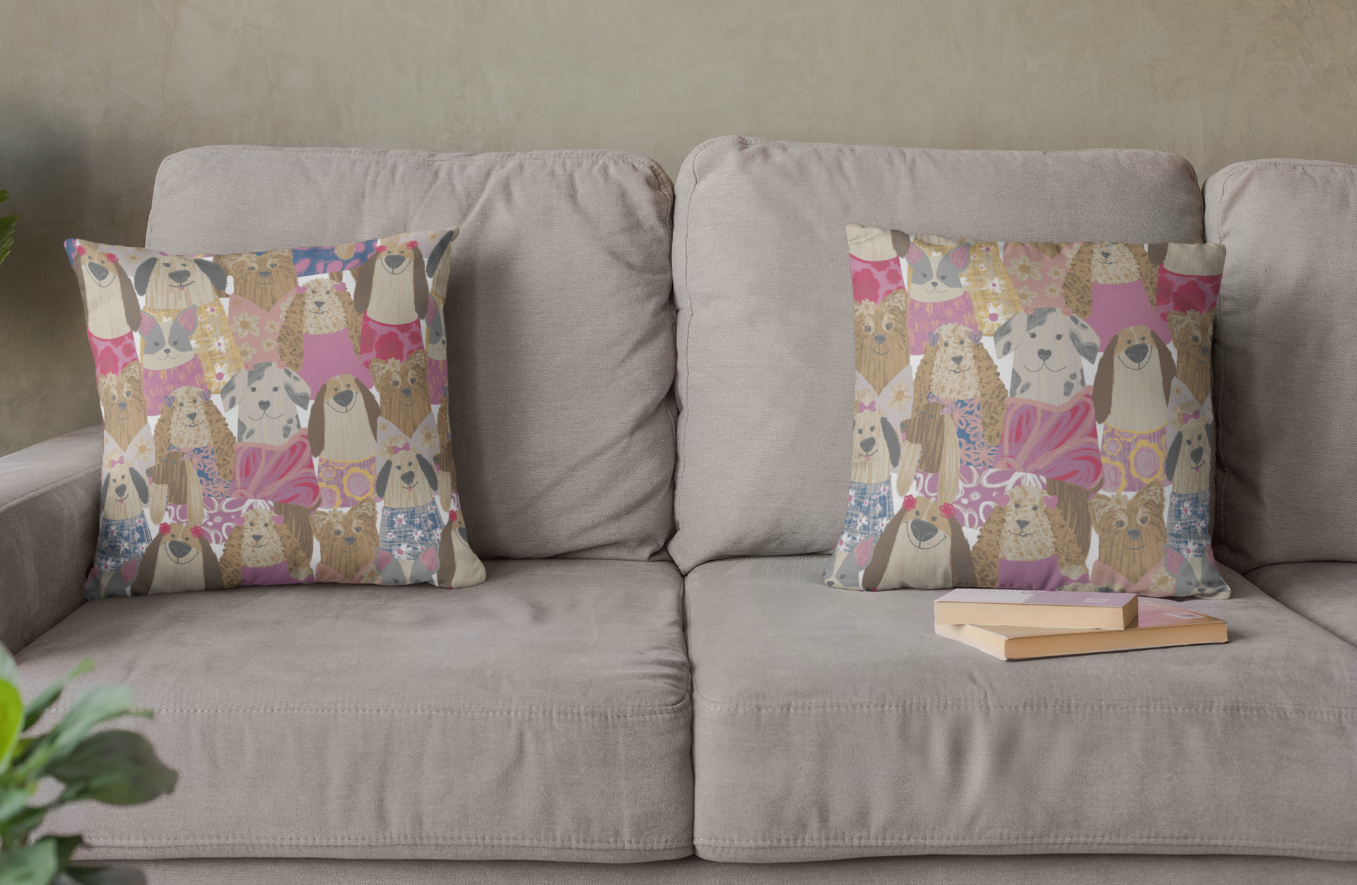 Whimsical Dogs Decorative Cushion Set