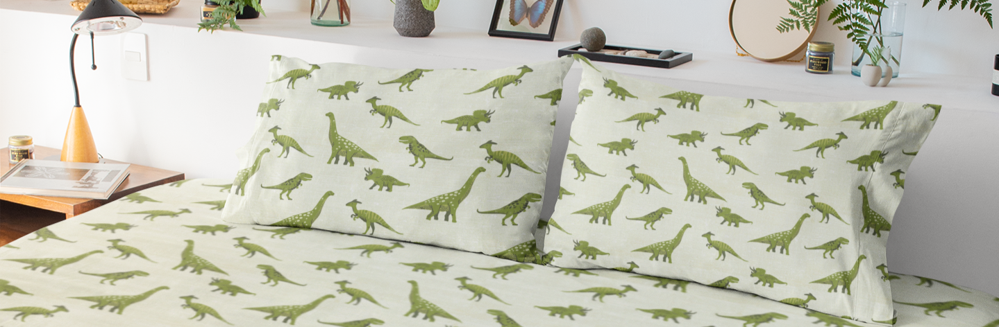 Green Dinosaur Print Bedsheet Set
