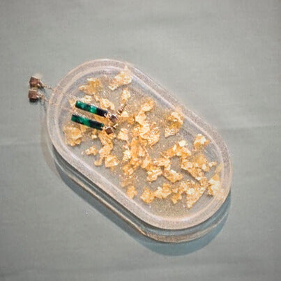 Clear Resin Trinket Tray with Gold Foil Flakes