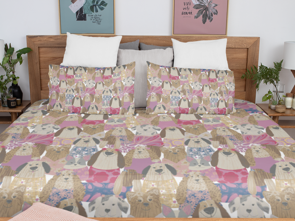 PawPal Pals Cotton Bedsheet Set – Adorable Dog Print