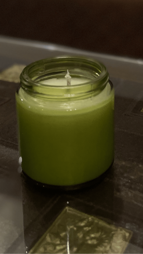 Bergamot Water and Jasmine Scented Candle in Frosted Amber Jar