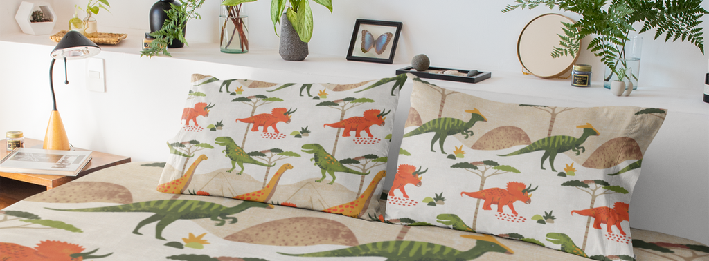 Colorful Cartoon Dinosaur Bedsheet Set