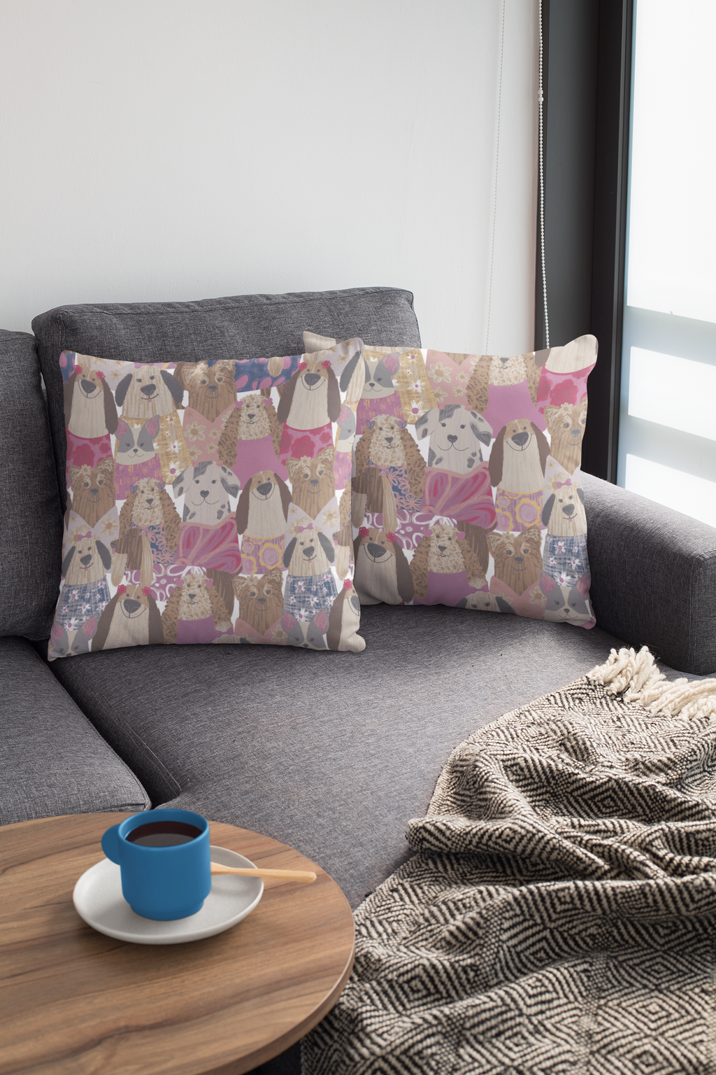 Whimsical Dogs Decorative Cushion Set
