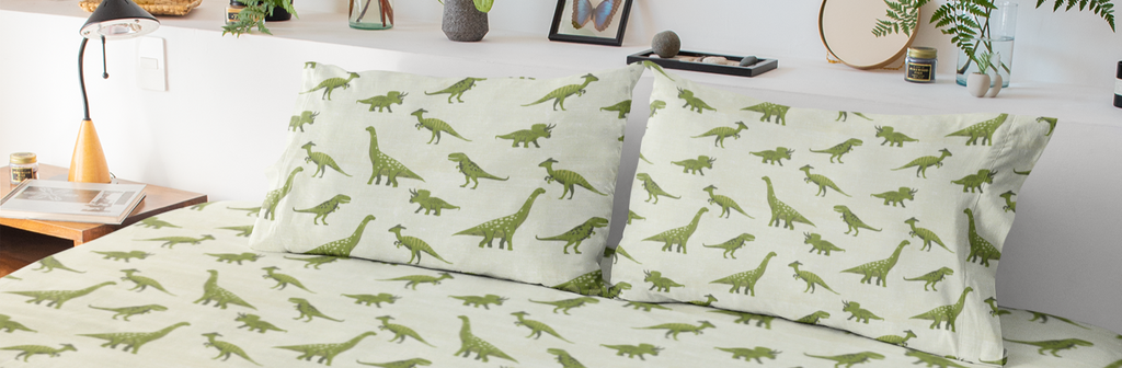 Green Dinosaur Print Bedsheet Set